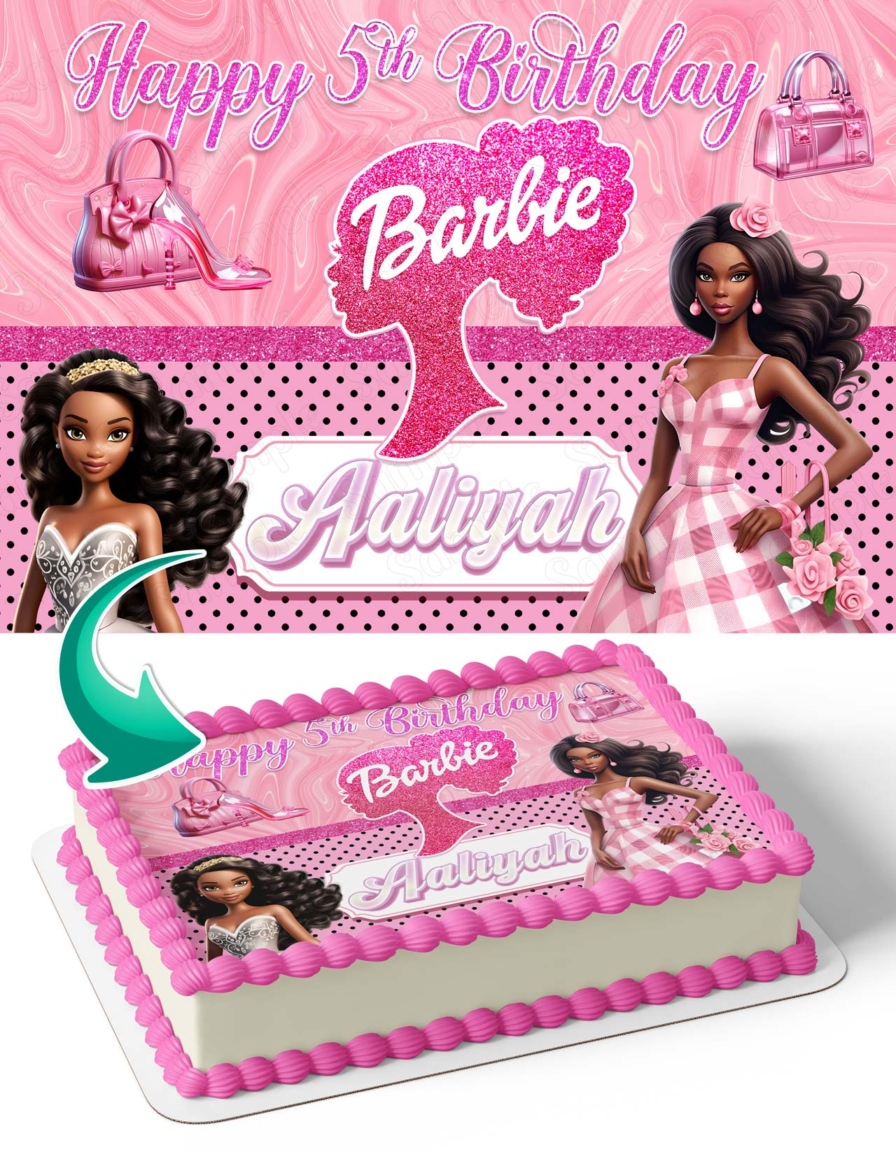 Barbie Barbi Afro American Girl Princess Cute Pink Edible Cake