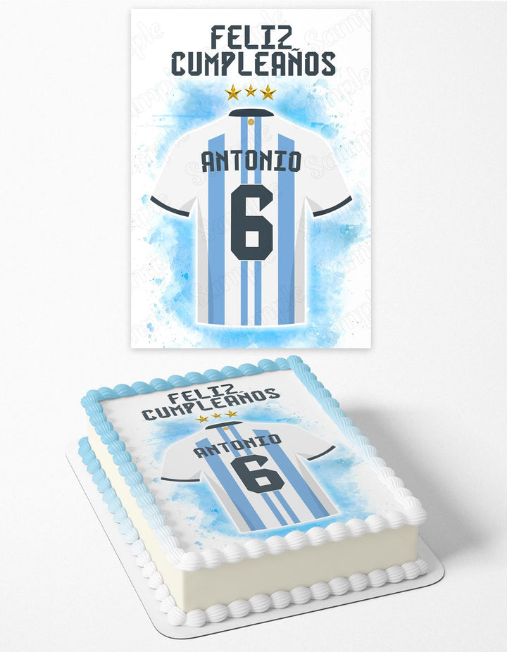Argentina Jersey Name Number Lionel Messi World Cup Champion Edible Cake Toppers