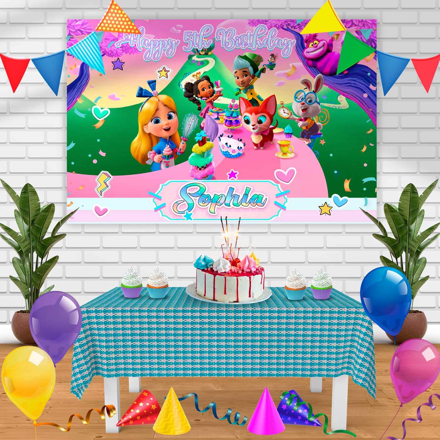 Alice's Wonderland Bakery Birthday, Alice's Wonderland Birthday Banner, Alice's  Wonderland Bakery Party, Alice in Wonderland,custom Backdrop 