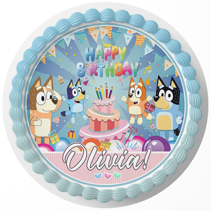 Bluey Bingo Family Kids Dogs Rd Edible Cake Toppers Round