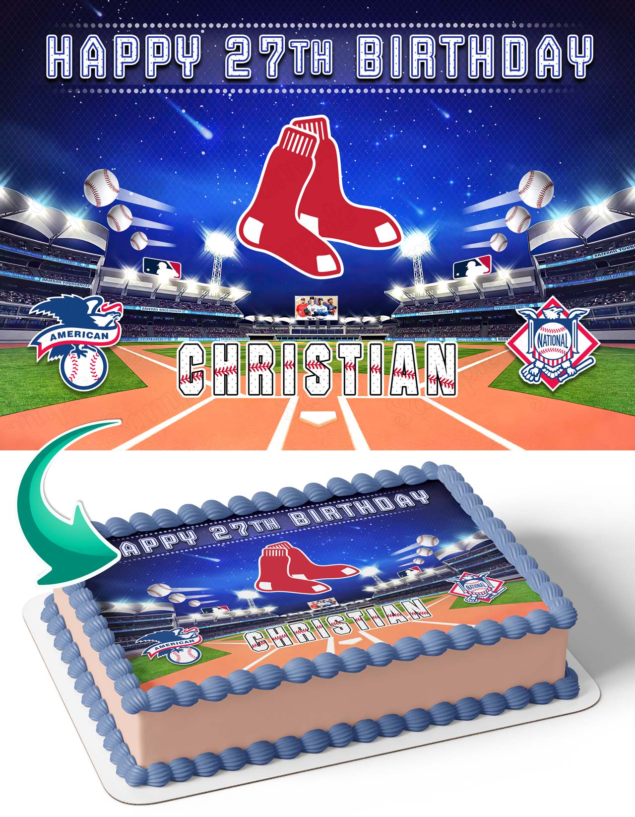 Boston Red Sox B Logo MLB Baseball Edible Cake Topper Image ABPID11200