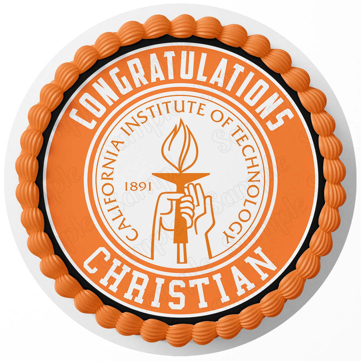 California Institute of Technology Edible Cake Toppers Round