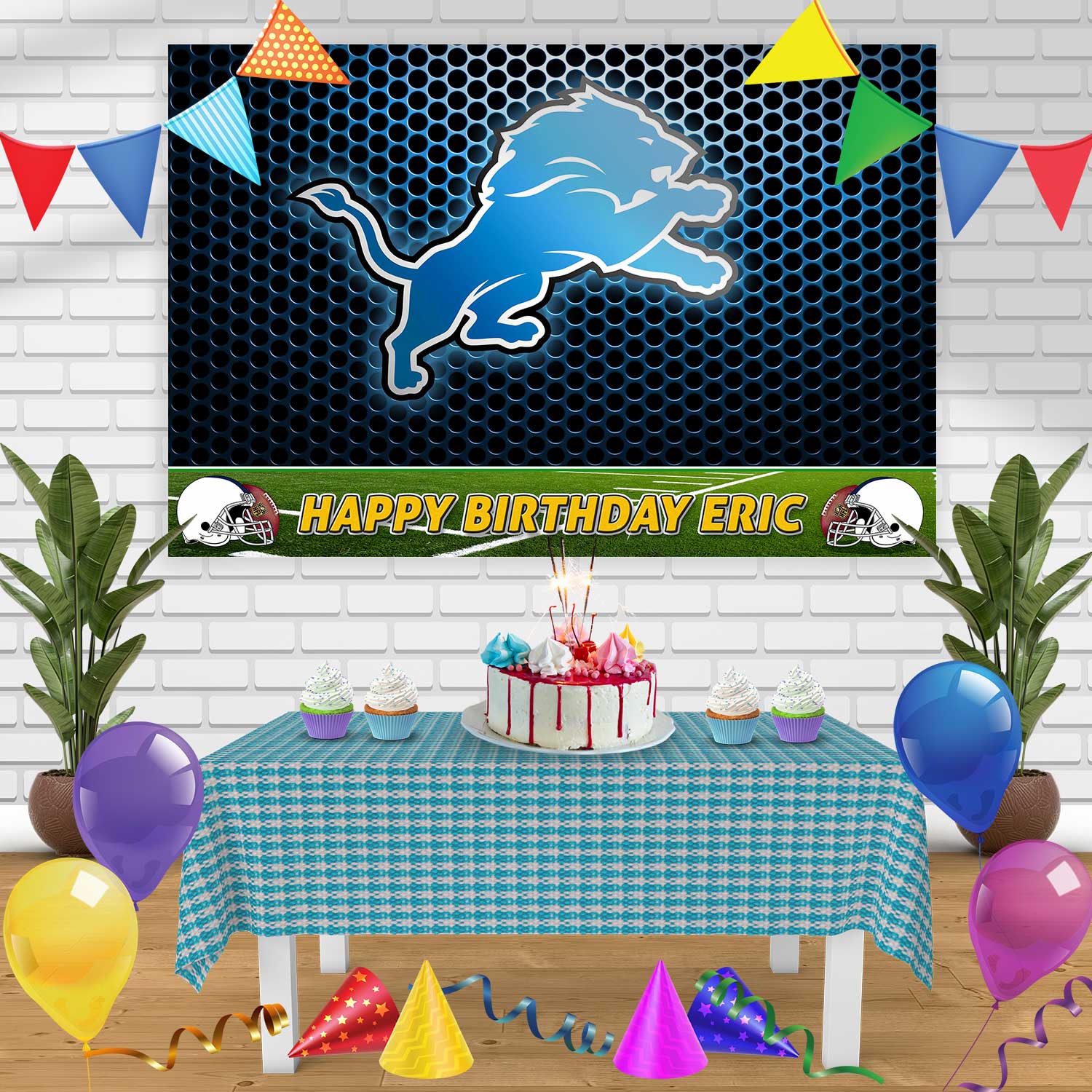 Detroit Lions Edible Birthday Cake Topper