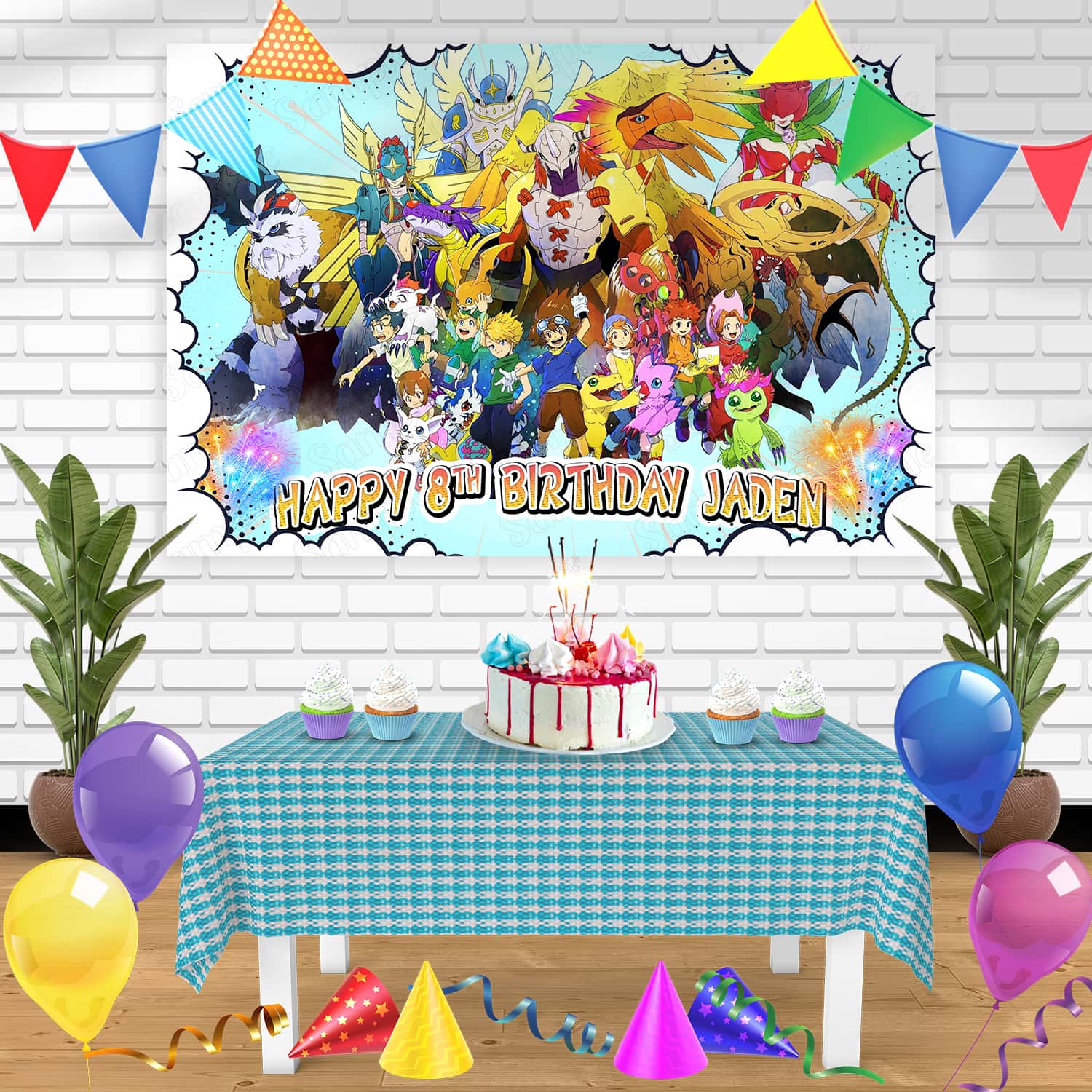 Digimon Kids Birthday Banner Personalized Backdrop Decoration – Ediblecakeimage