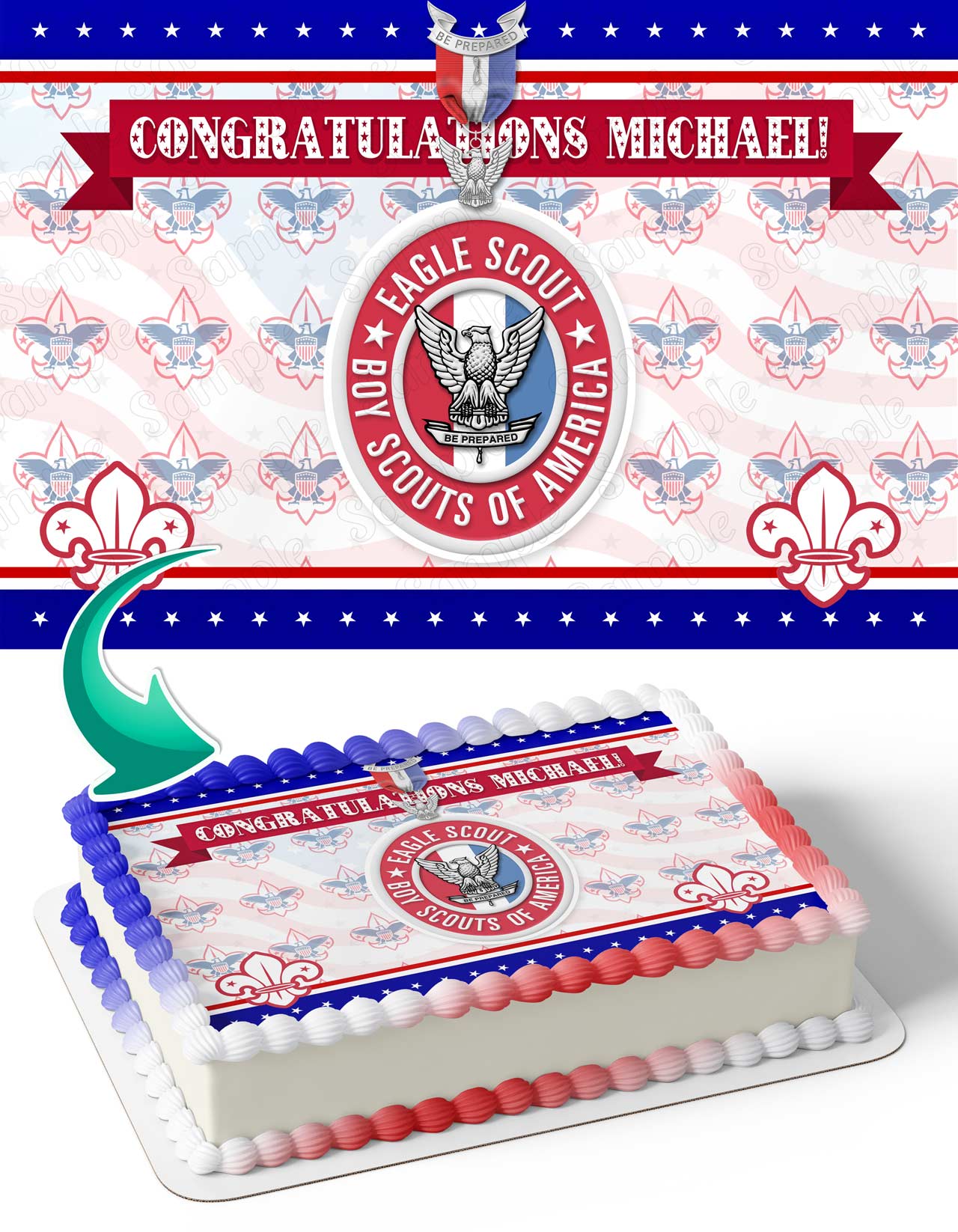 PRE-CUT Boy Scout Eagle Scout Ranks EDIBLE Cake Images, Court of Honor  Cake, Edible Scout Ranks for Cakes