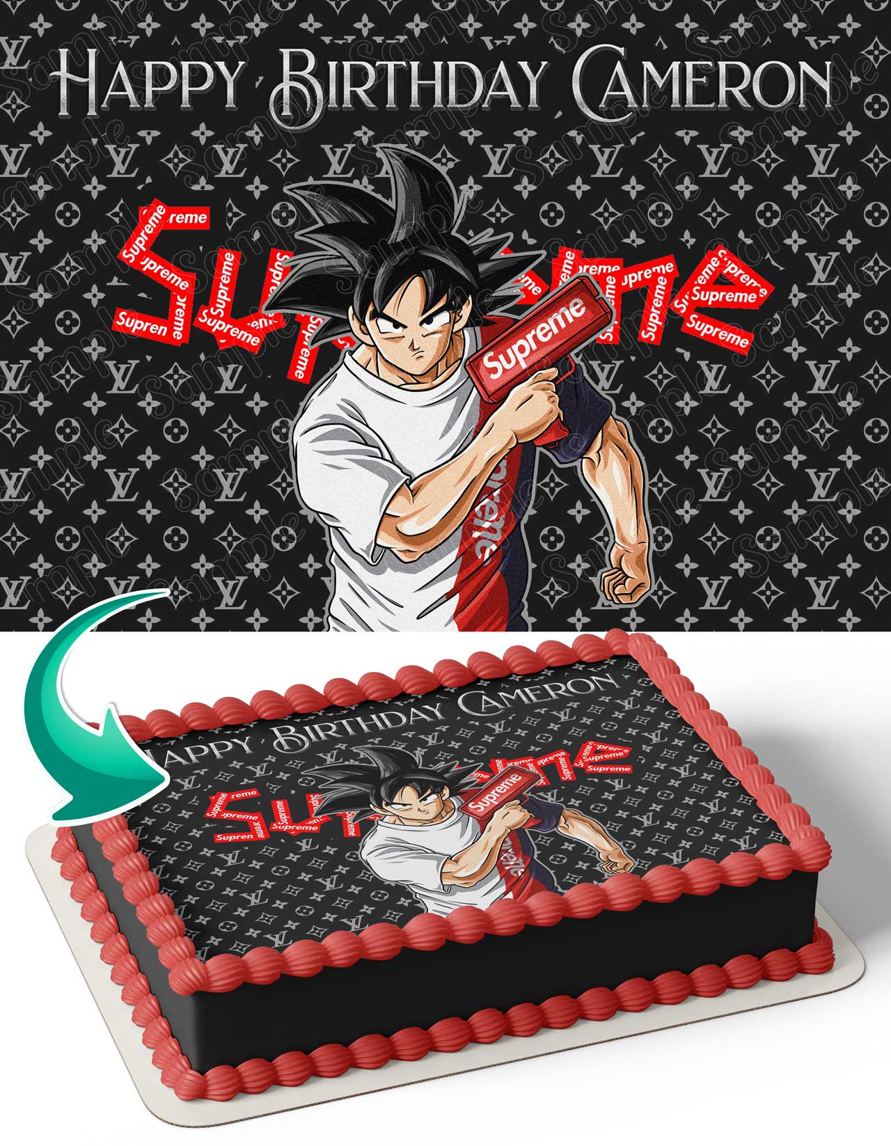 Goku Louis Vuitton Supreme Nike Dragon Ball Edible Image Cake Topper  Personalized Birthday Sheet Decoration Custom Party Frosting Transfer  Fondant