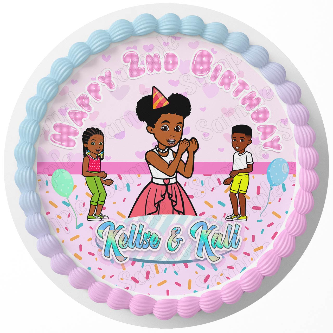 Gracies Corner Pink RD Edible Cake Toppers Round Ediblecakeimage