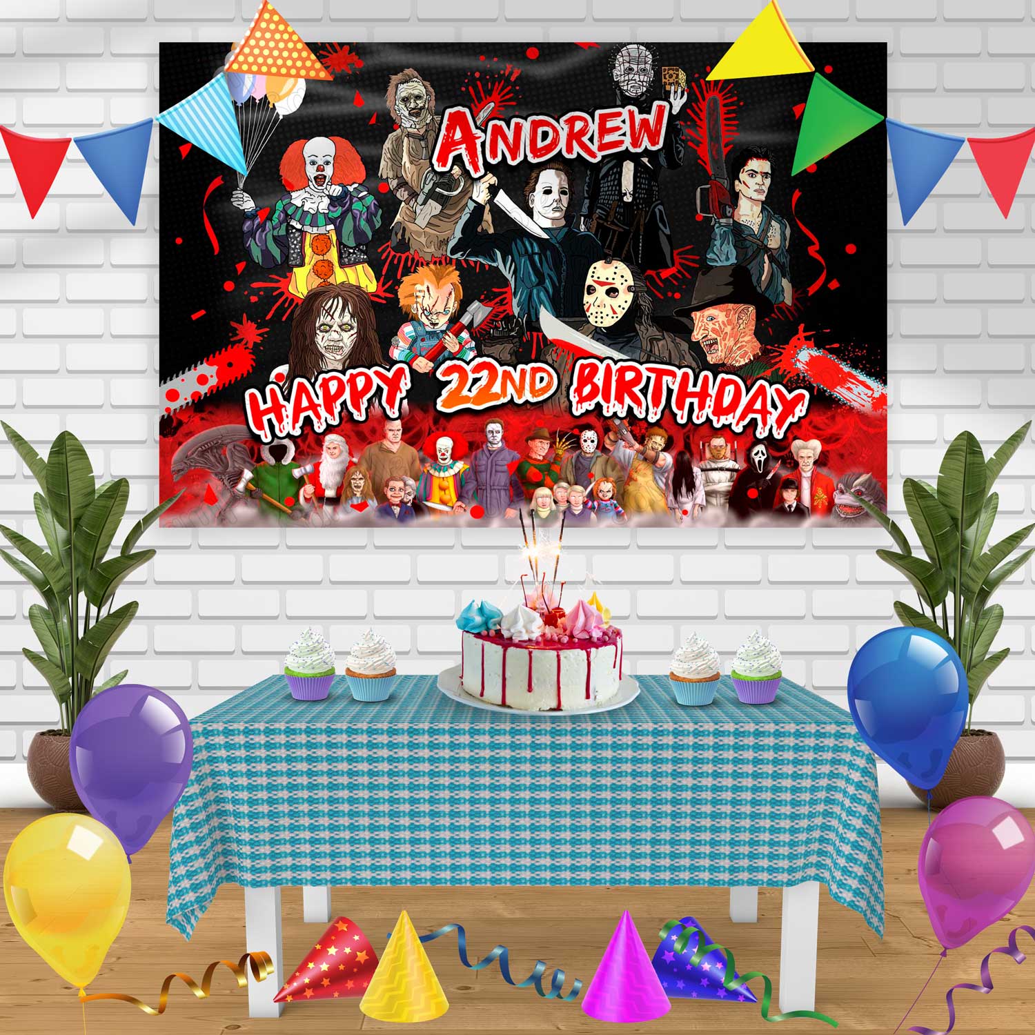 Halloween Horror Nights Birthday Banner Personalized Party Backdrop De 8502