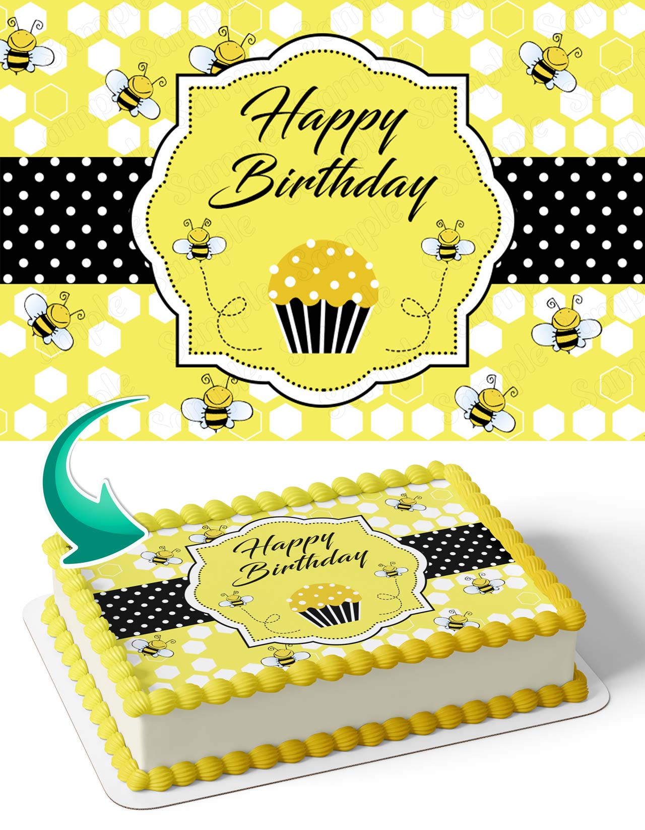 Honey Bee with a Bucket of Honey Edible Cake Topper Image ABPID53697 – A  Birthday Place