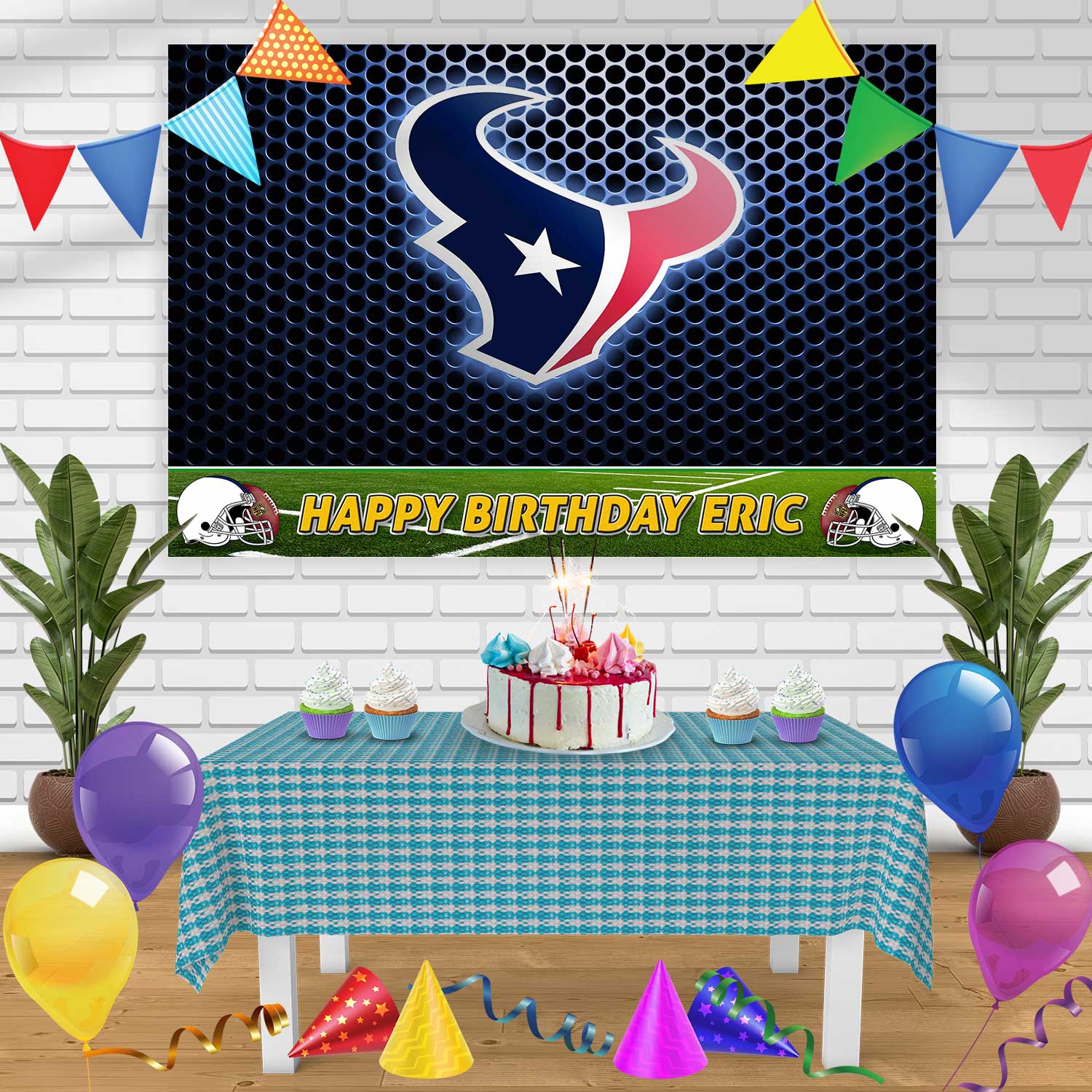 Houston Texans Birthday Banner Personalized Party Backdrop