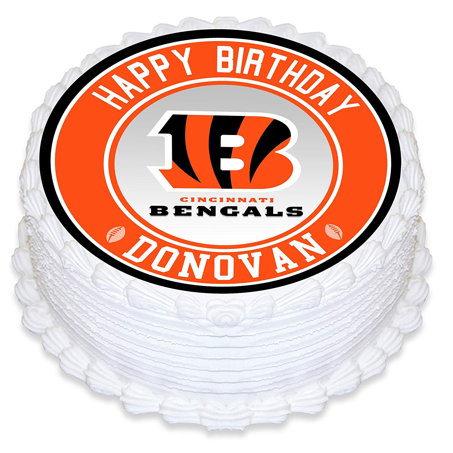 6x Cincinnati Bengals Fondant Cutter Cupcake Topper 1.75 USA