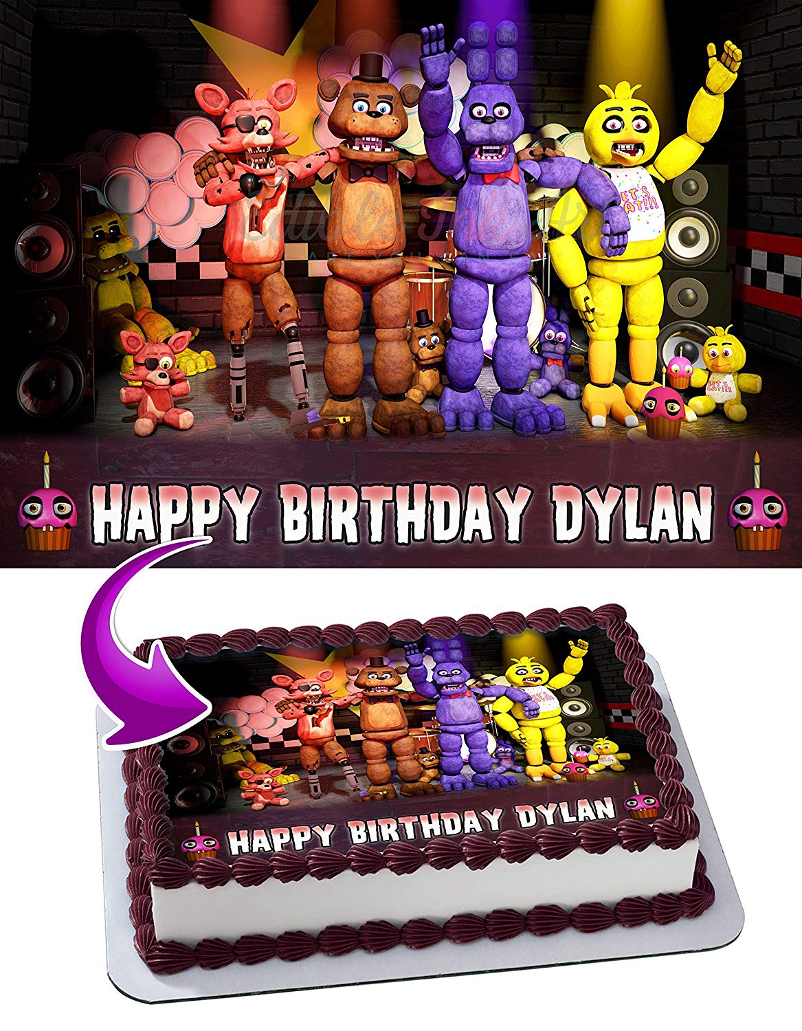 Officially Licensed Five Nights at Freddy's Edible Cake Image Toppers