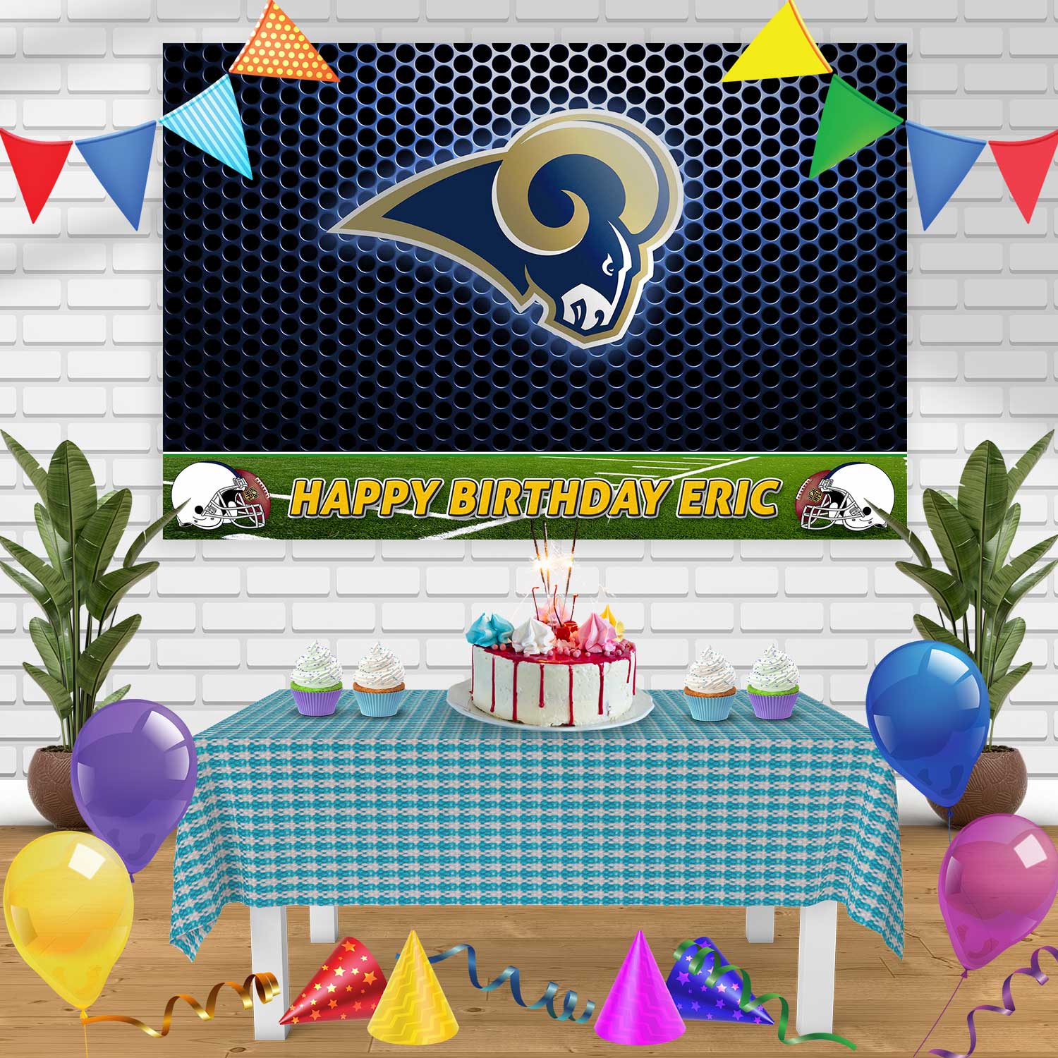 Los Angeles Rams Birthday Banner Personalized Party Backdrop Decoratio –  Ediblecakeimage