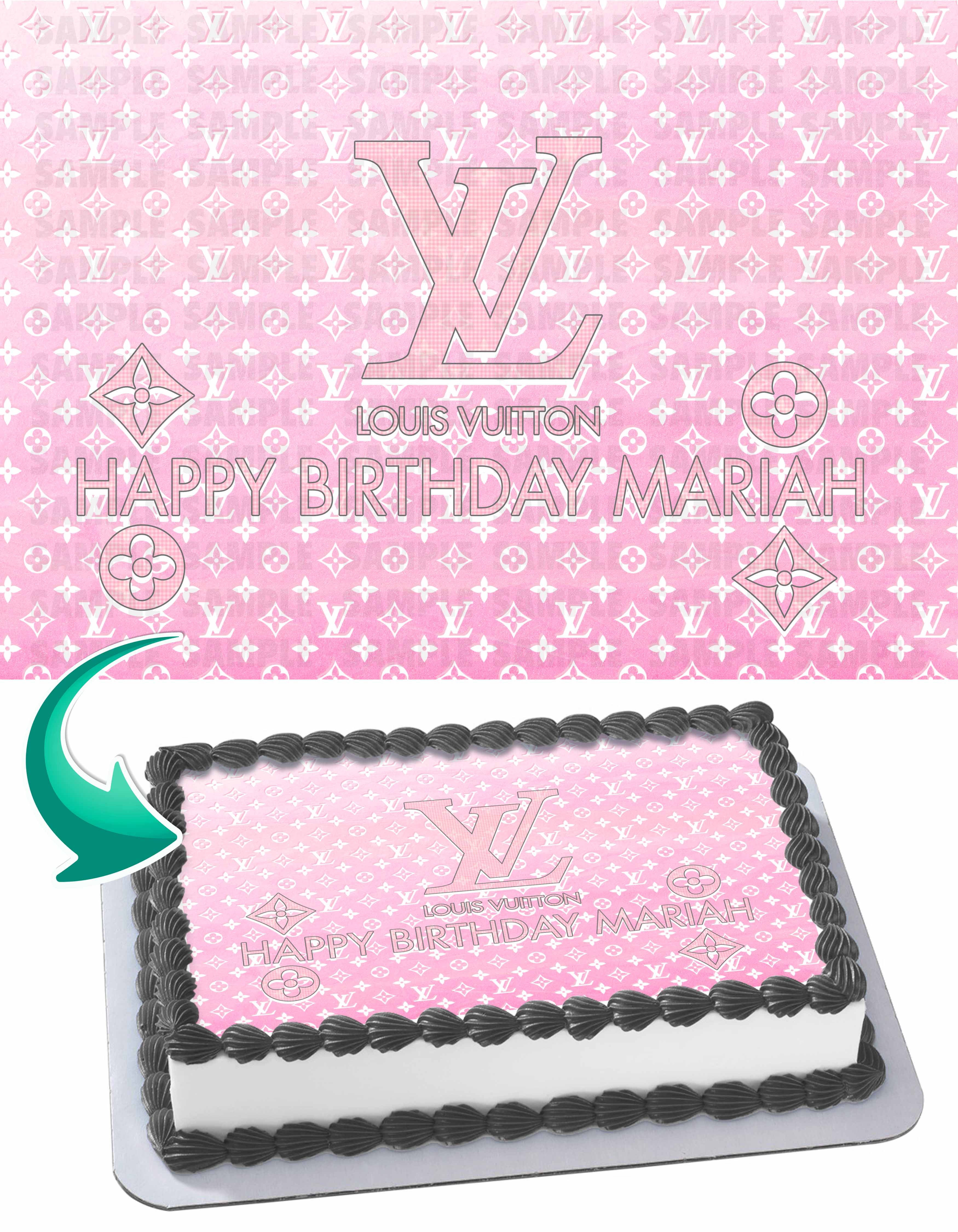 Ediblecakeimage Louis Vuitton Gray Brown OG Fashion Edible Cake Toppers Digital File (Emailed No Physical Item Shipped) / Digital File (Standard Size)