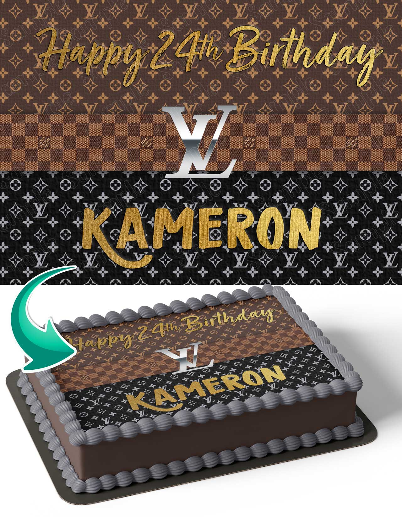 Louis Vuitton LV2 Edible Image Cake Topper Personalized Birthday Sheet  Decoration Custom Party Frosting Transfer Fondant