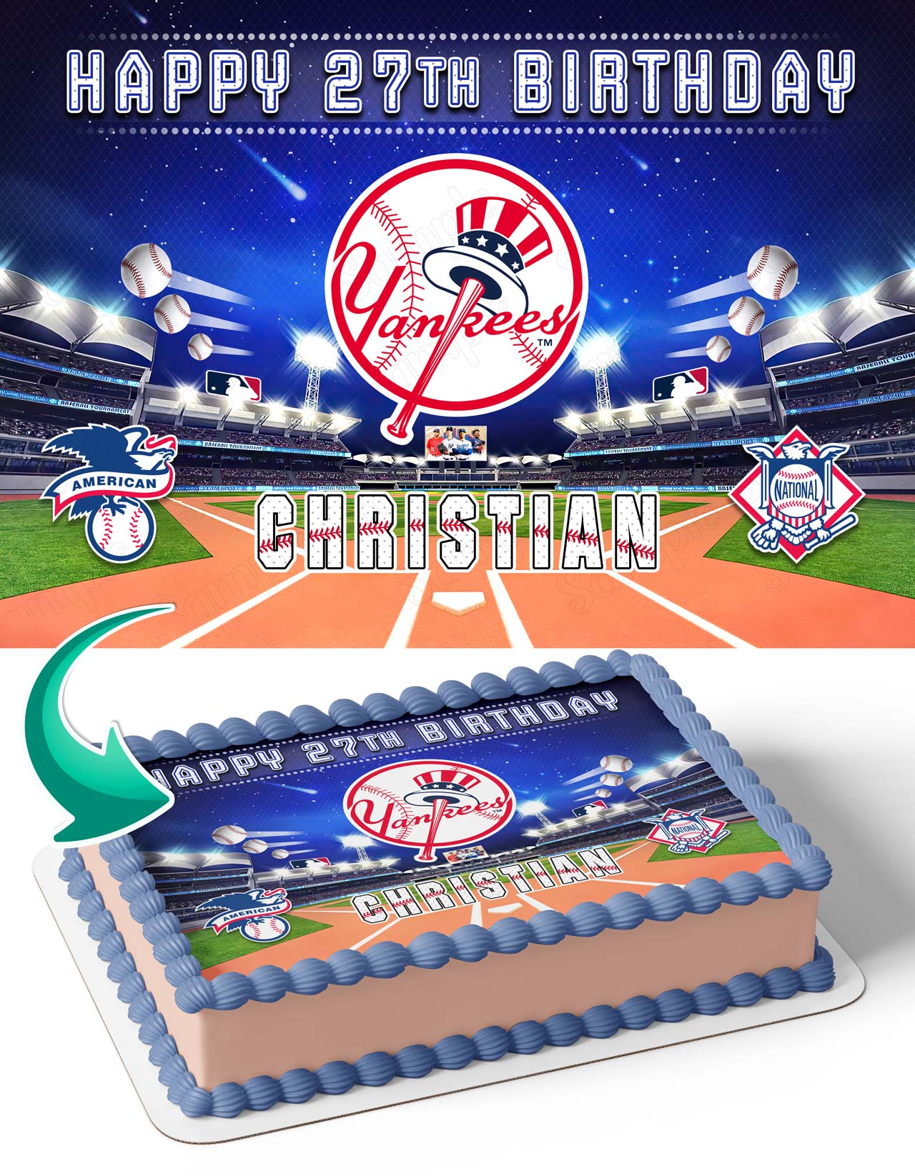 New York Yankees Baseball Edible Cake Toppers – Ediblecakeimage