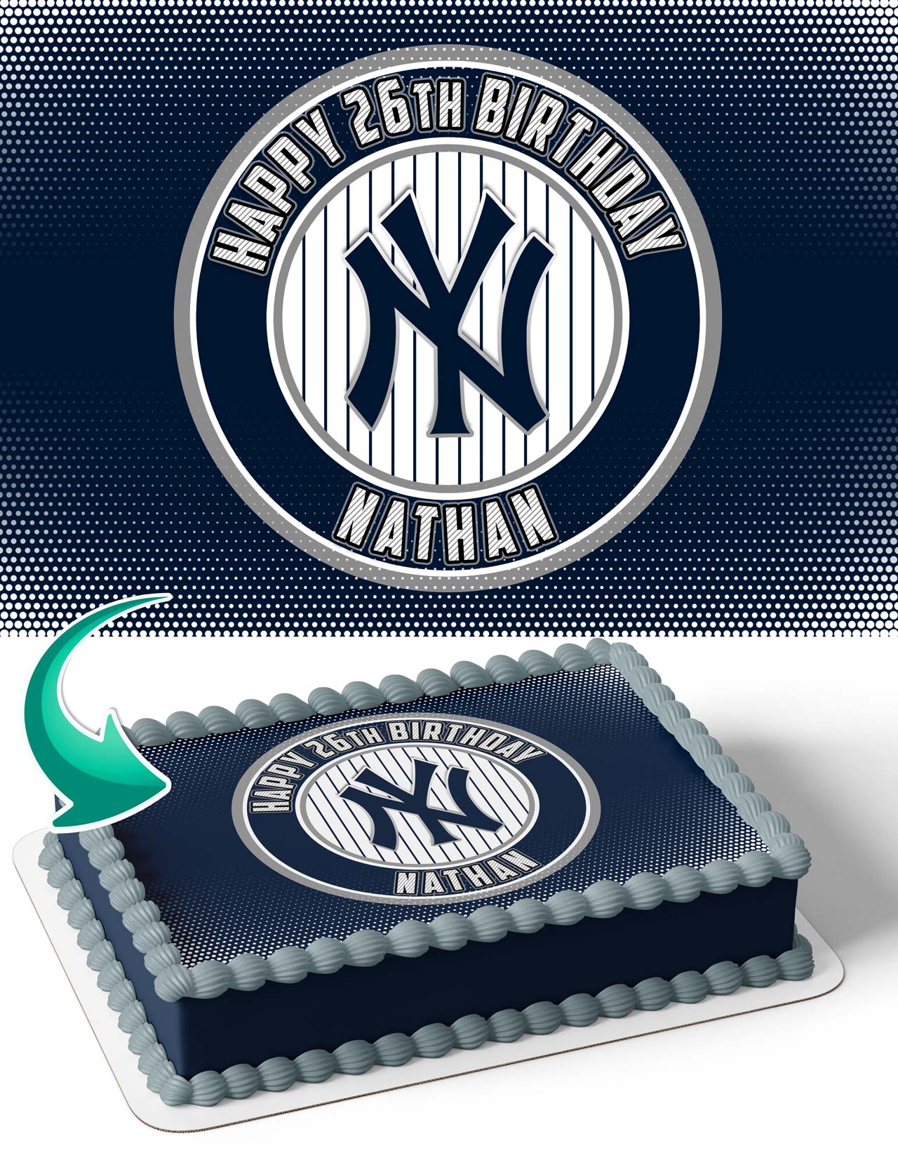 New York Yankees NY Edible Image Cake Topper Personalized Birthday Sheet  Decoration Custom Party Frosting Transfer Fondant