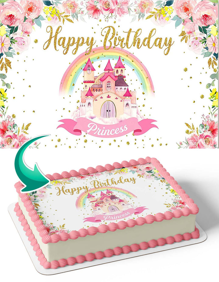 Princess Castle Girl Edible Cake Toppers