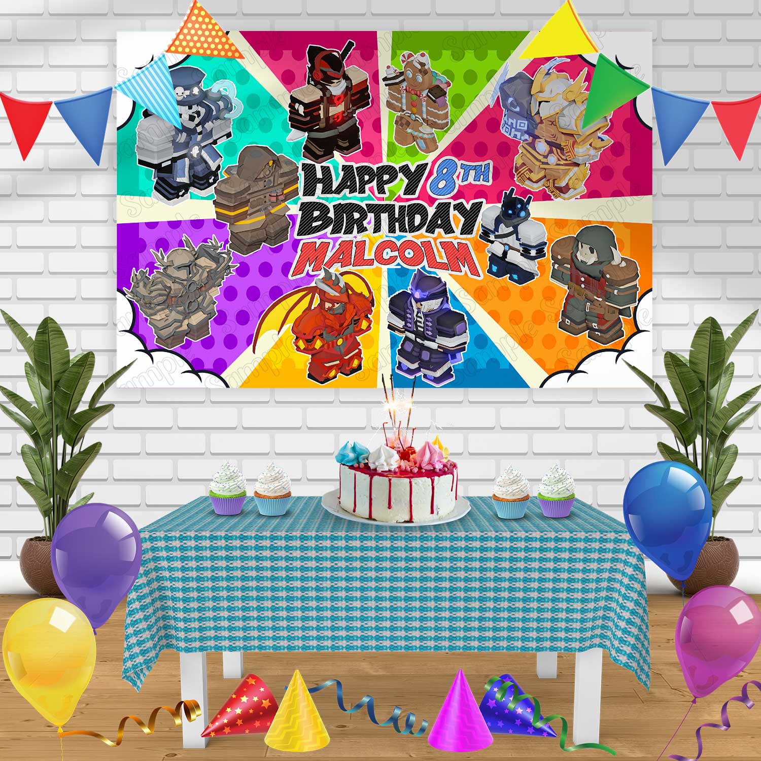 Roblox BedWars Birthday Banner Personalized Party Backdrop Decoration –  Ediblecakeimage