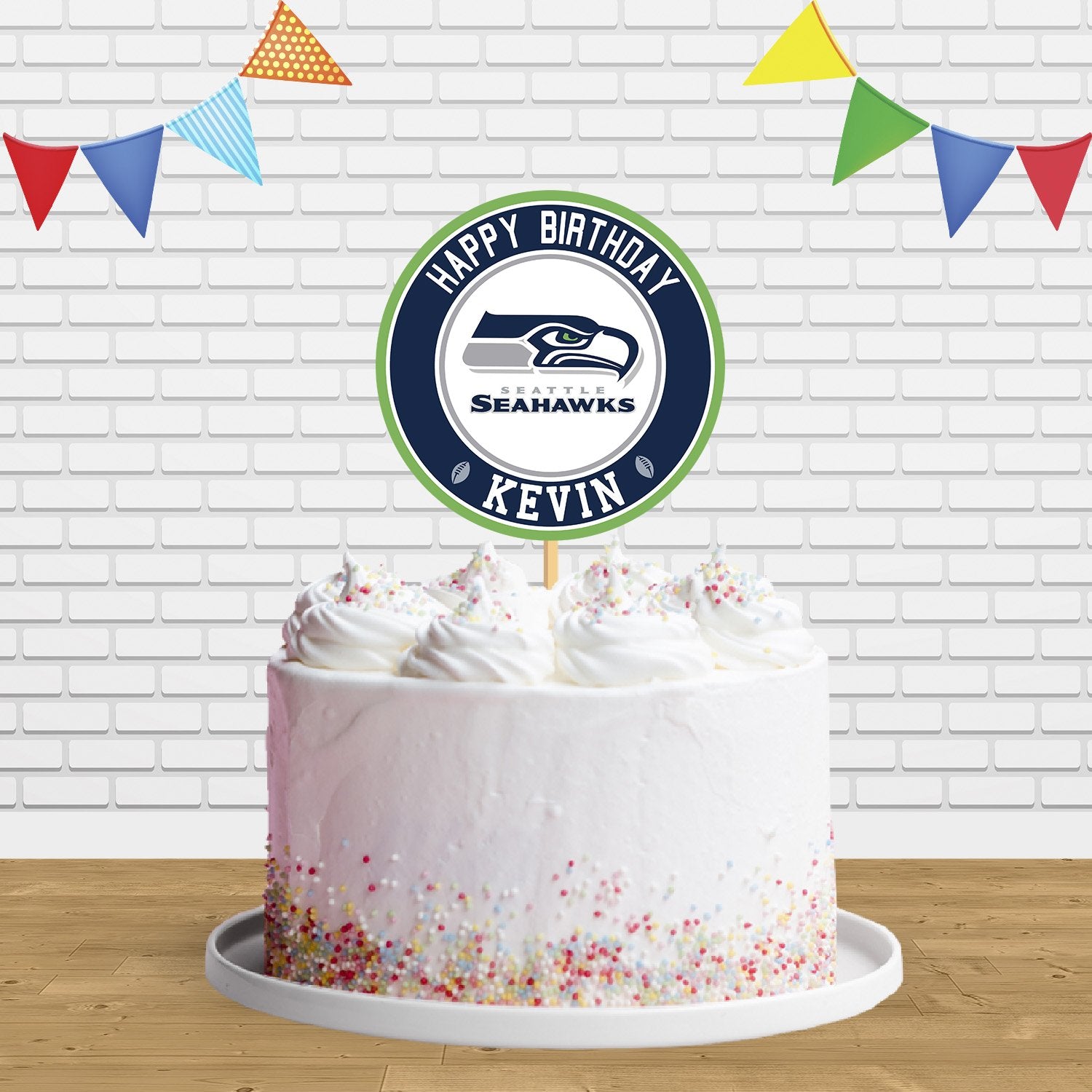 SEATTLE SEAHAWKS - Edible Cake Topper OR Cupcake Topper – Edible