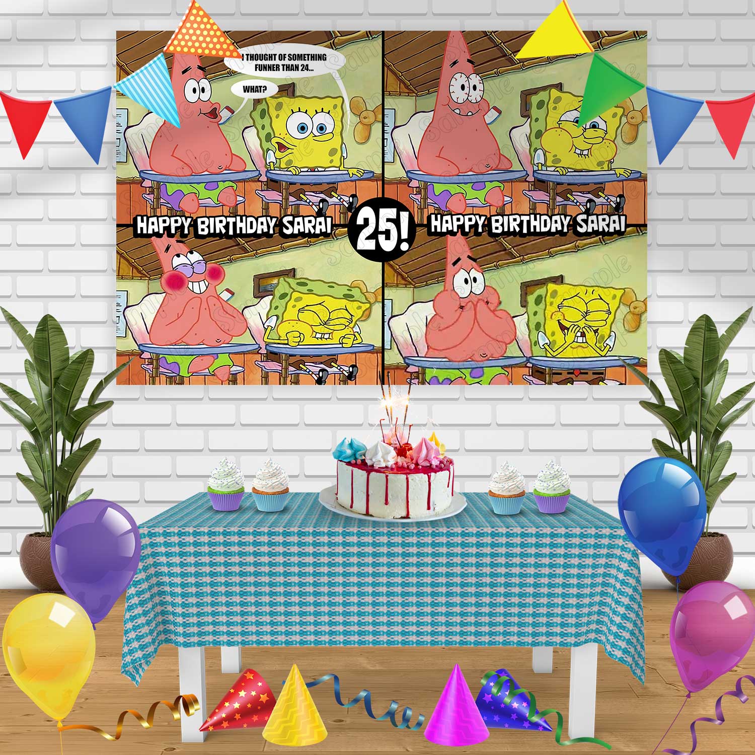Spongebob meme Birthday Banner Personalized Party Backdrop