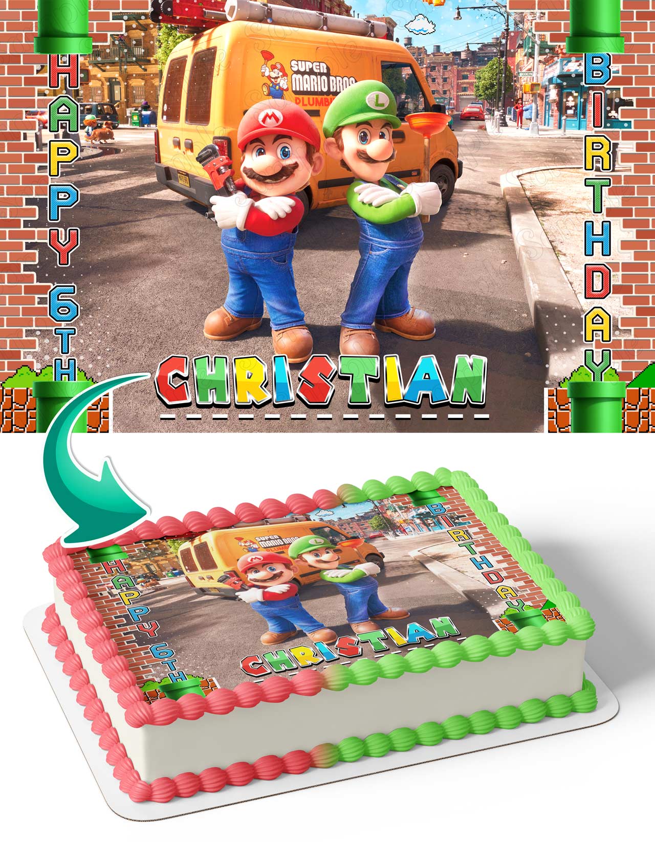 The Super Mario Bros Movie 2023 Luigi Edible Cake Toppers – Ediblecakeimage
