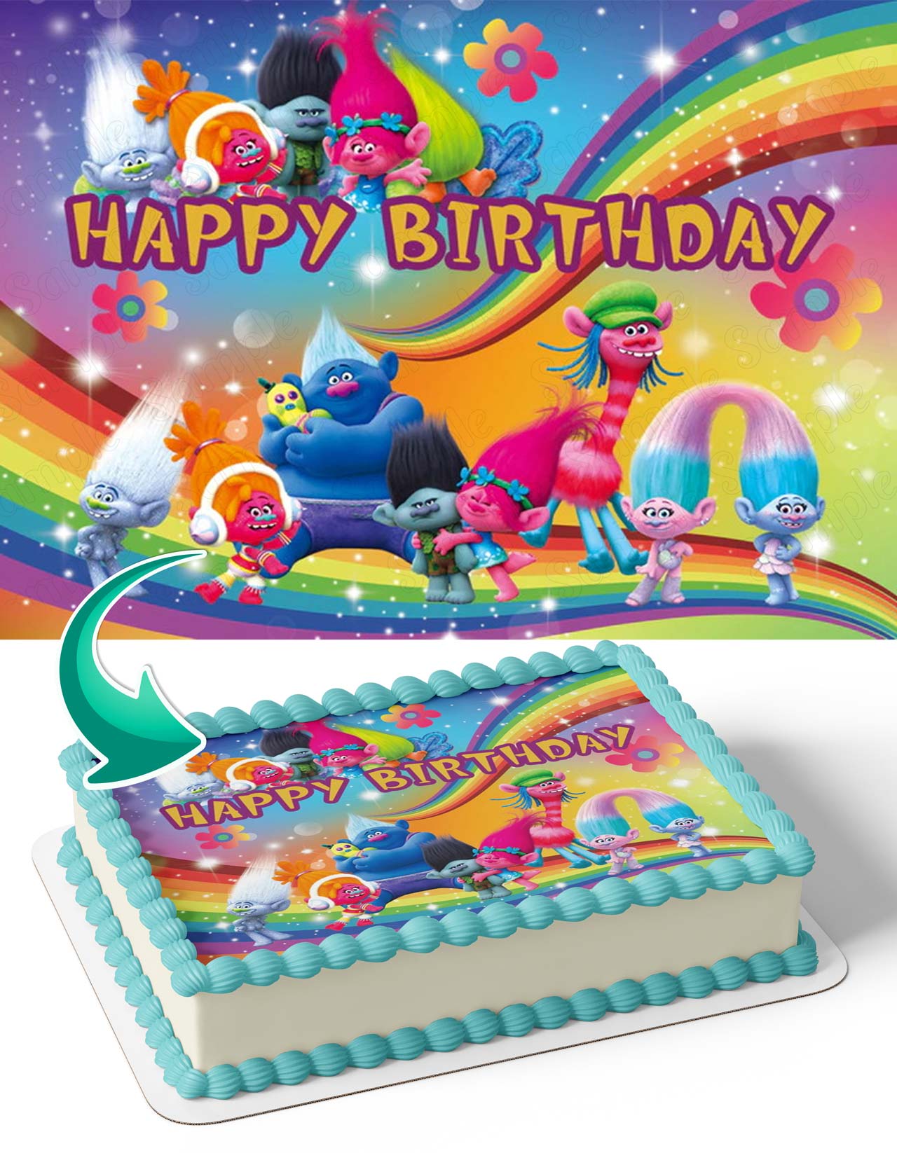 TROLLS World Tour 8 child party supplies~Birthday Party Supplies Dessert  Cake
