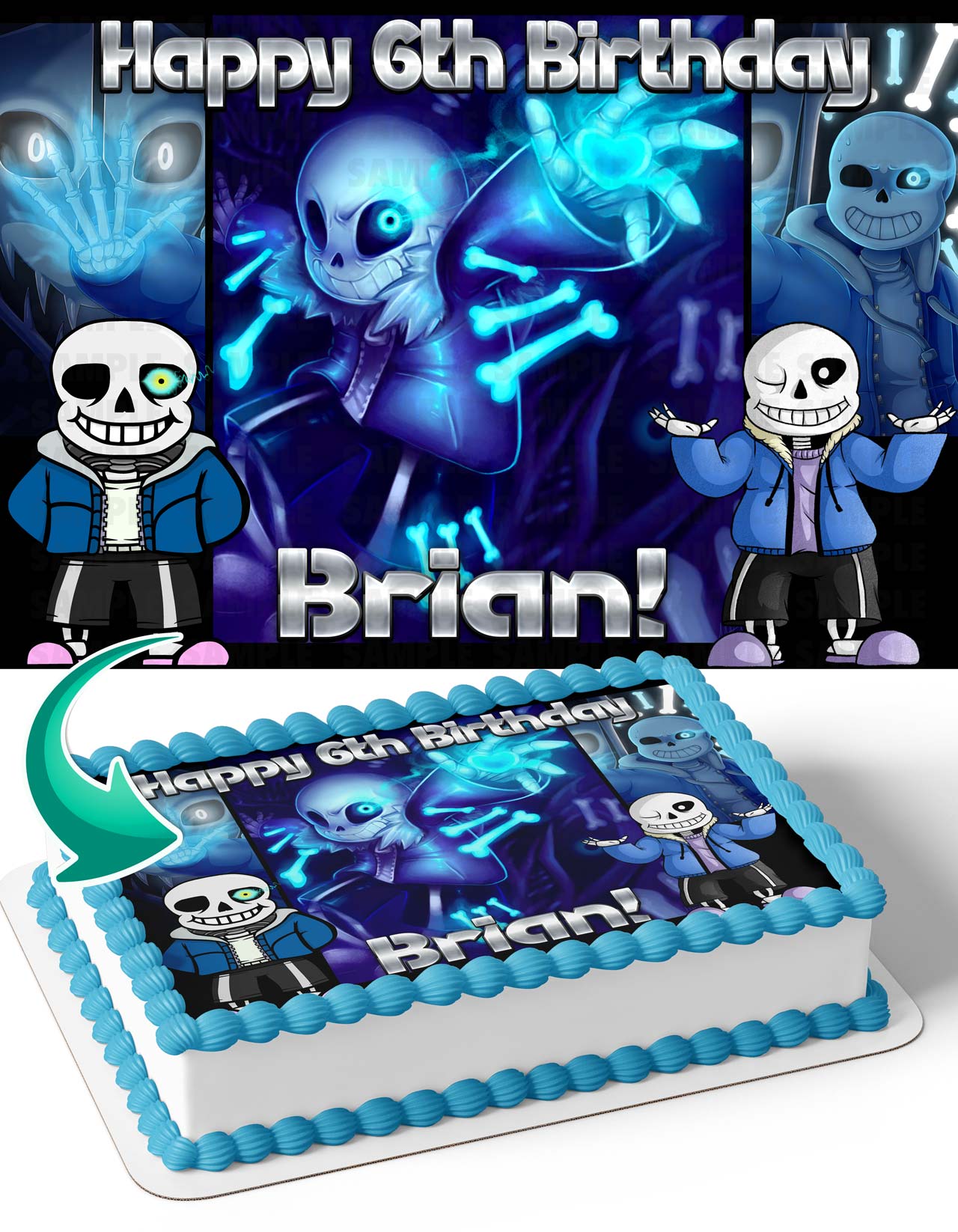 Undertale No Vacation Time Sans Pacifist Edible Cake Topper Image ABPI – A  Birthday Place