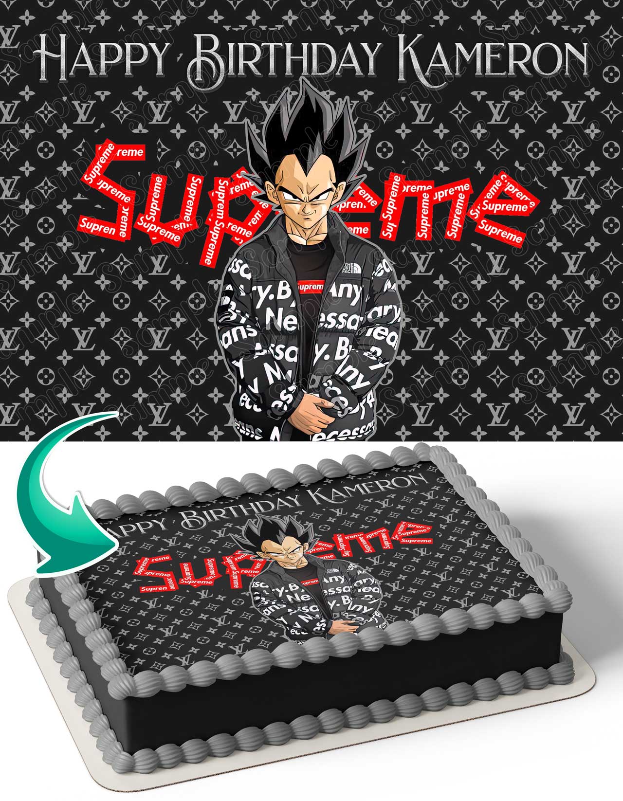 Louis Vuitton x Supreme Edible Image Cake Topper Personalized Birthday  Sheet Decoration Custom Party Frosting Transfer Fondant