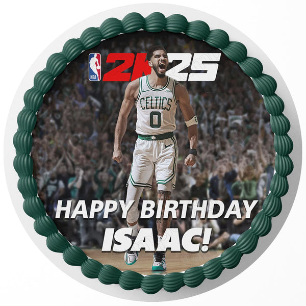 2K25 NBA Jayson Tatum Edible Image Cake Topper Personalized Birthday Sheet Decoration Custom Party Frosting Transfer Fondant Round Circle