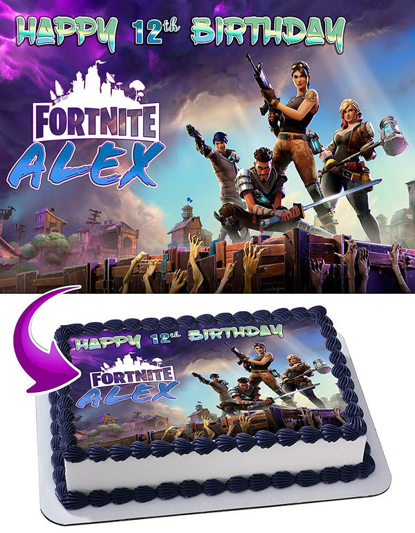 Fortnite Battle Royale Gamers Kids Team Crew Edible Image Cake Topper Personalized Birthday Sheet Decoration Custom Party Frosting Transfer Fondant