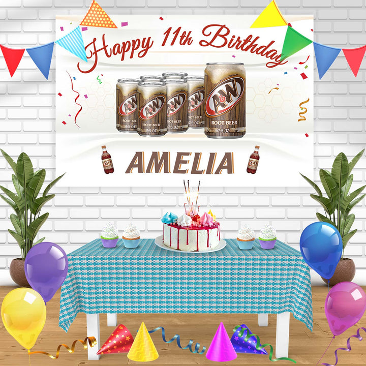 AW Root Beer Bn Birthday Banner Personalized Party Backdrop Decoration