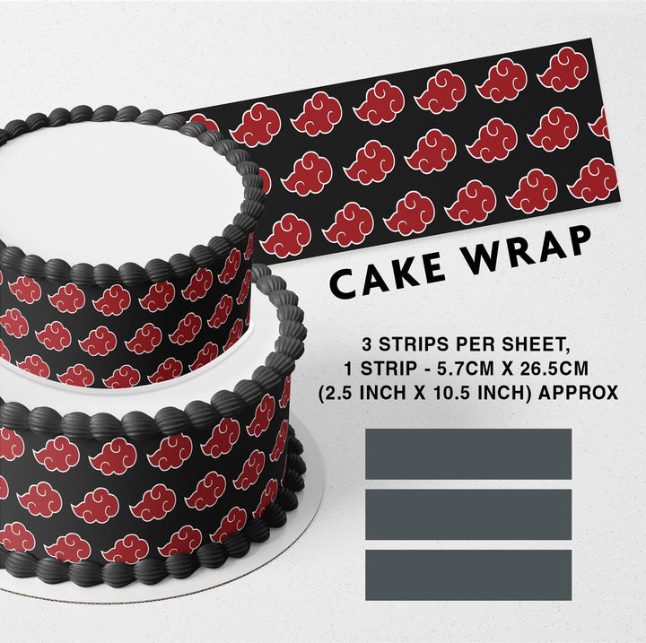 Akatsuki Naruto Pattern Strips Edible Cake Toppers Cake Wraps