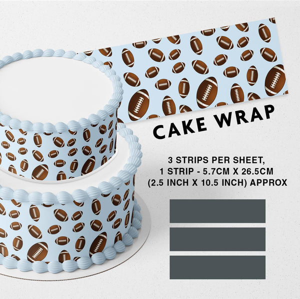 American Football Pattern Strips Edible Cake Toppers Cake Wraps