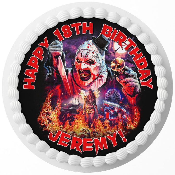 Art the Clown Terrifier Edible Cake Toppers Round