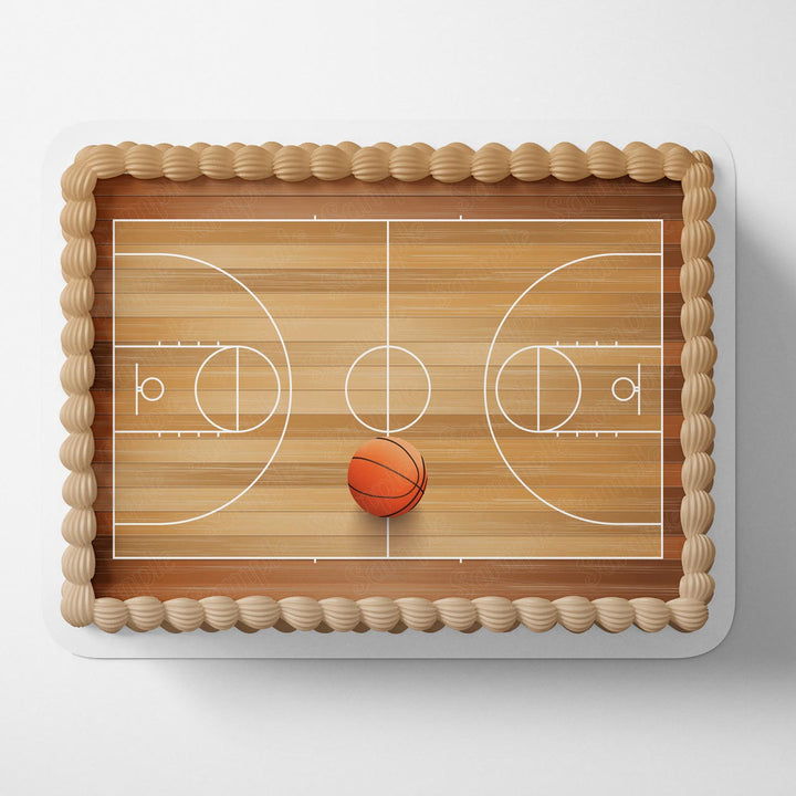 Basketball Court Field Arena Background Edible Cake Toppers