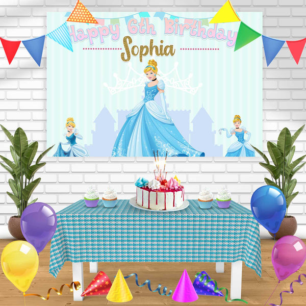 Beauty Princes Cinderella Cute Birthday Banner Personalized Party Backdrop Decoration