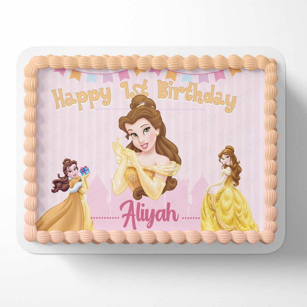 Beauty Princes Bella Edible Image Cake Topper Personalized Birthday Sheet Decoration Custom Party Frosting Transfer Fondant