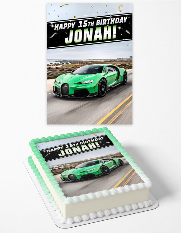 Bugatti Chiron Super Sport Green Edible Cake Toppers