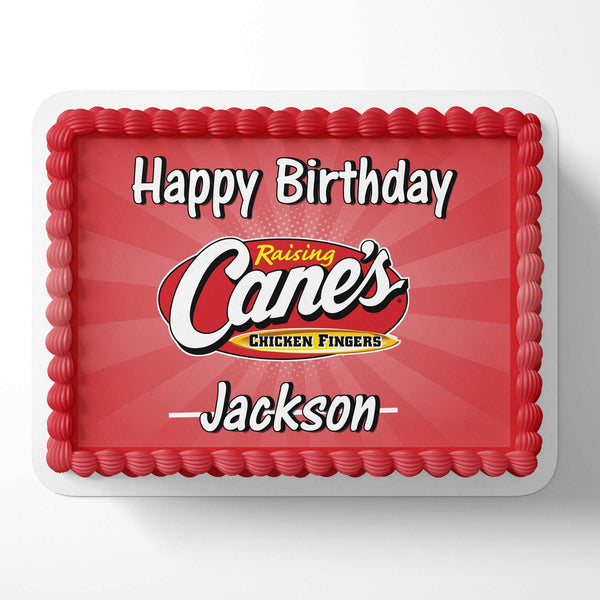 Cane's Fast Food Fans Chicken Finger Edible Image Cake Topper Personalized Birthday Sheet Decoration Custom Party Frosting Transfer Fondant