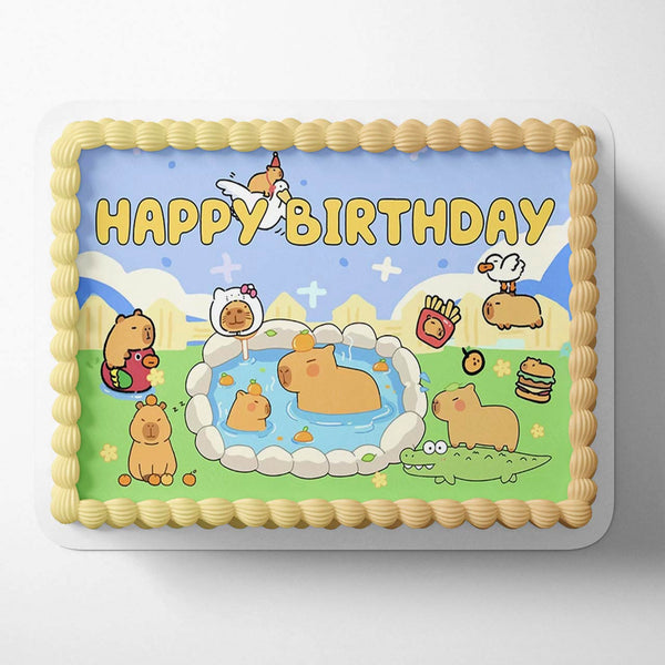 Capybaras Hot Bath Edible Cake Toppers