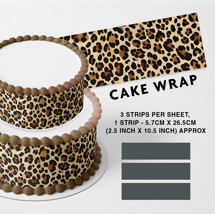 Cheetah Pattern Strips Edible Cake Toppers Cake Wraps