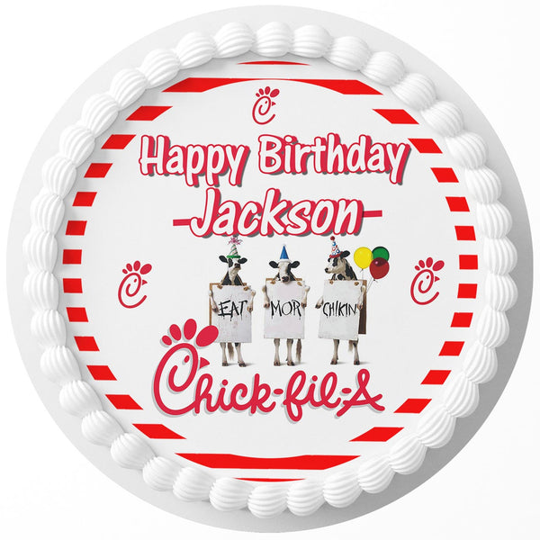 Chick fil a Kids Chicken Rd Edible Cake Toppers Round