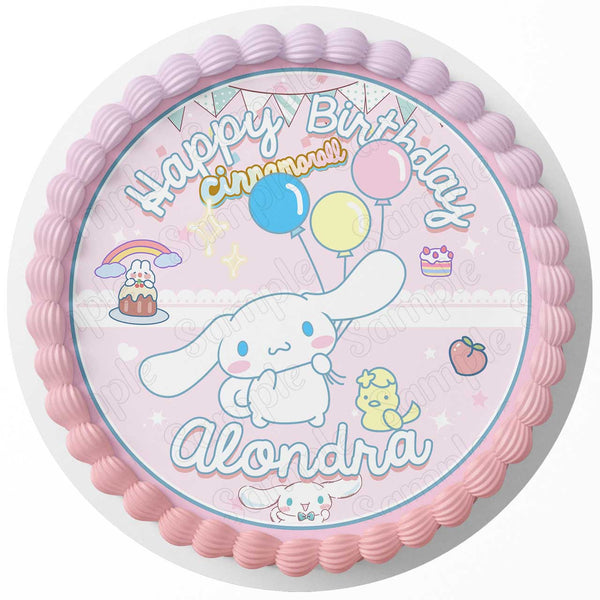 Cinnamoroll by Sanrio Hello Kittie HK Edible Image Cake Topper Personalized Birthday Sheet Decoration Custom Party Frosting Transfer Fondant Round Circle