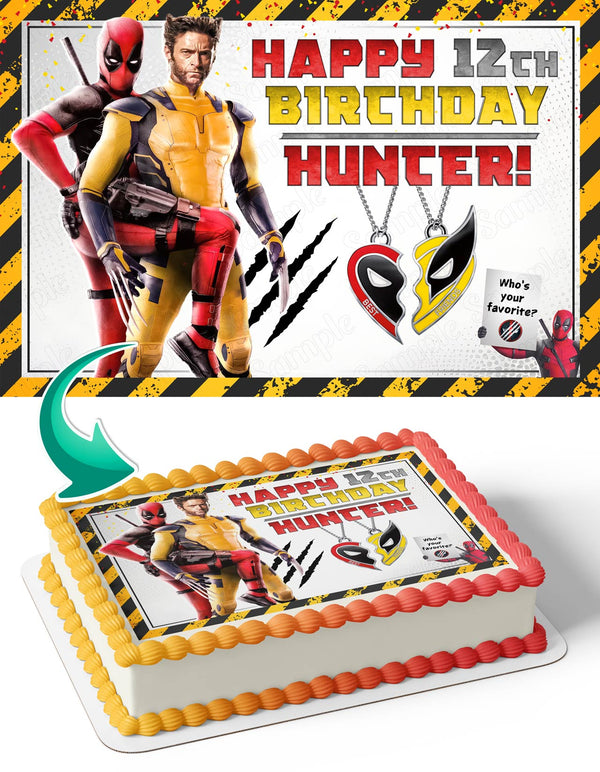 Deadpool Wolverine Movie 2024 Edible Cake Toppers