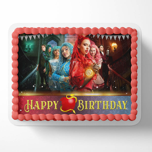 Descendants Red Girls Edible Image Cake Topper Personalized Birthday Sheet Decoration Custom Party Frosting Transfer Fondant