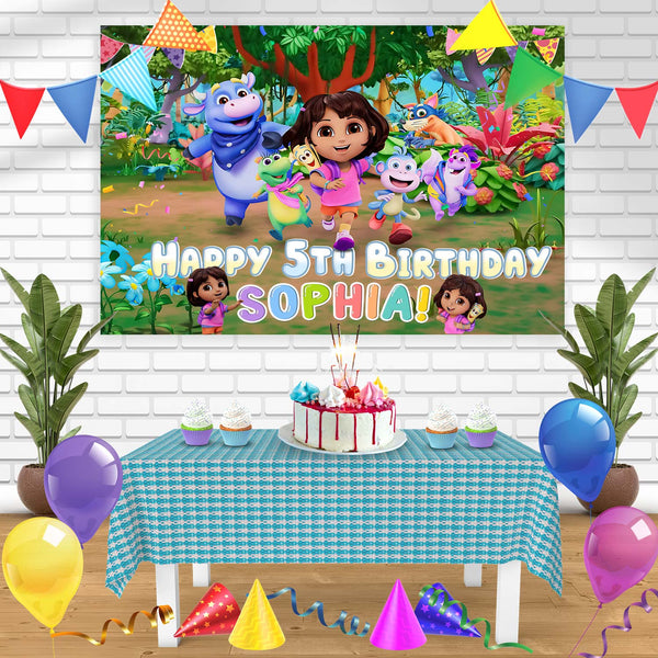 Dora 2024 Bn Birthday Banner Personalized Party Backdrop Decoration