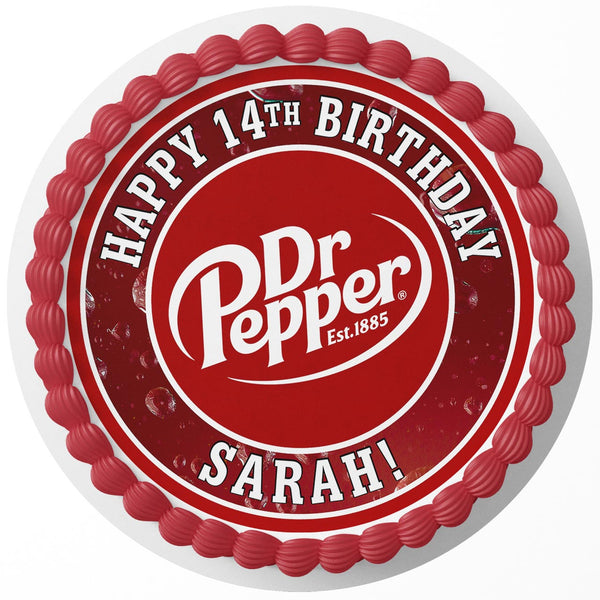 Dr Pepper Rd Edible Cake Toppers Round