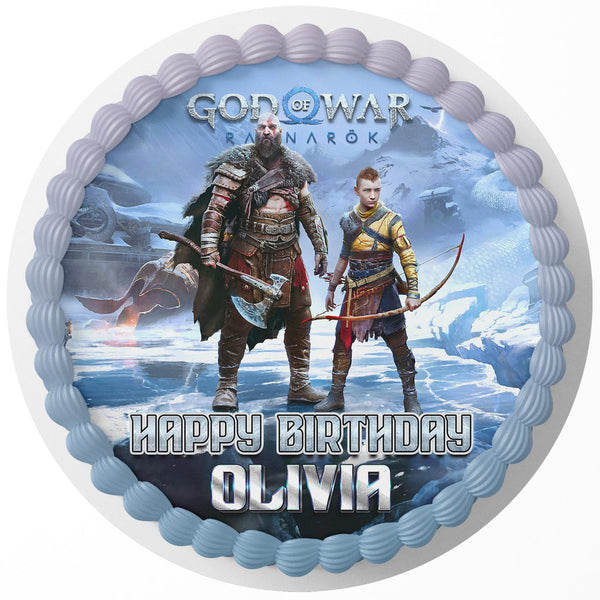 God of War Ragnarok Rd Edible Cake Toppers Round