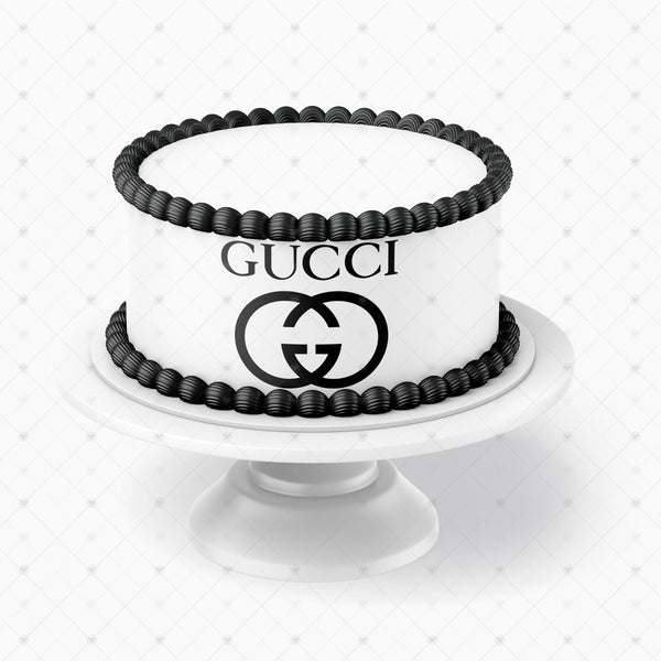 Gucci Logo Edible Image Cake Topper Wrap Birthday Sheet Decoration Party Frosting Transfer Fondant